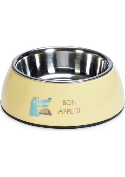 Köpek Mama Su Kabı, Paslanmaz Çelik, Sarı, 18CM, 350ML Bstmy