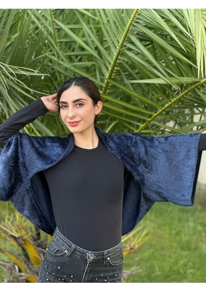 Kollu Bolero Peluş Şal Kadın Bolero