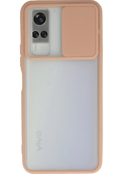 Vivo Y53S Kılıf Palm Buzlu Kamera Sürgülü Silikon - Pembe Bstmy