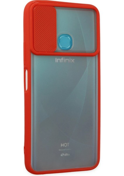Infinix Hot 9 Kılıf Palm Buzlu Kamera Sürgülü Silikon - Kırmızı Bstmy