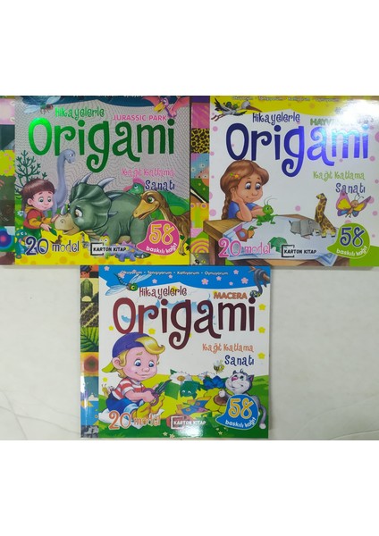 Hayvanlar +Macera +Juraccıc Park Hikayelerle Origami 3 Kitapset
