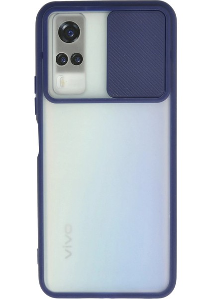 Vivo Y53S Kılıf Palm Buzlu Kamera Sürgülü Silikon - Lacivert Bstmy