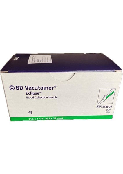 Vacutainer Eclipse Kan Alma Iğne Ucu 21G X1-1/40.8 x 32MM 48 Adet
