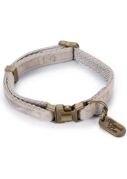 Dbl Kedi Boyun Tasması, Velur, Gri, 20-30CM Bstmy