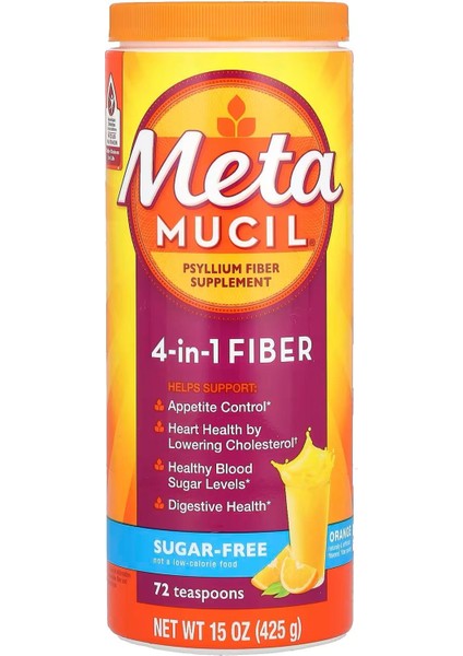 Mucil 4 In 1 Sugar Free Fiber Portakal Aromalı Şekersiz 425 gr