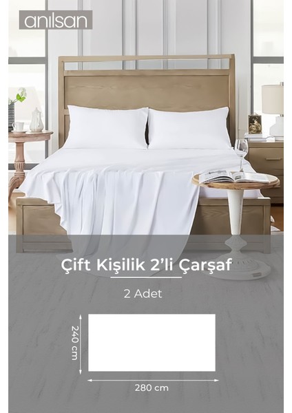 2'li Beyaz Çarşaf - Pamuk, 63 Tel, Tek & Çift Kişilik Seçenekleriyle Ev, Otel Çarşafı modelleri