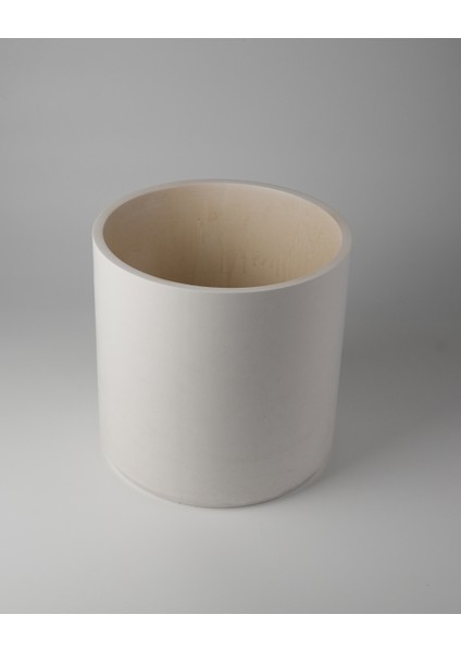 Dekoratif Beton Saksı 25 cm - Delikli+Tabak / Deliksiz - 12L
