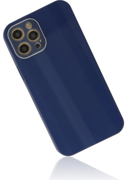 Iphone 12 Pro Kılıf Glass Kapak - Lacivert Bstmy
