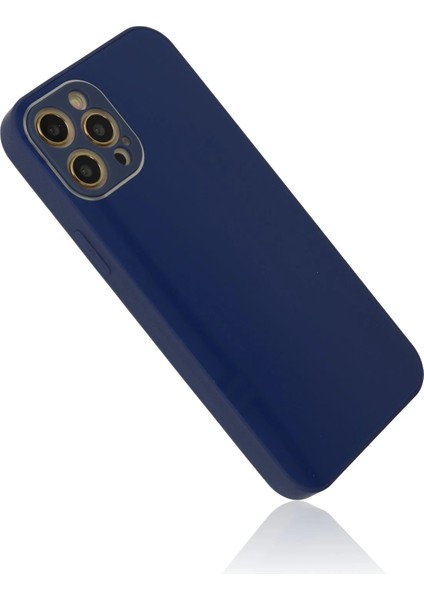 Iphone 12 Pro Kılıf Glass Kapak - Lacivert Bstmy