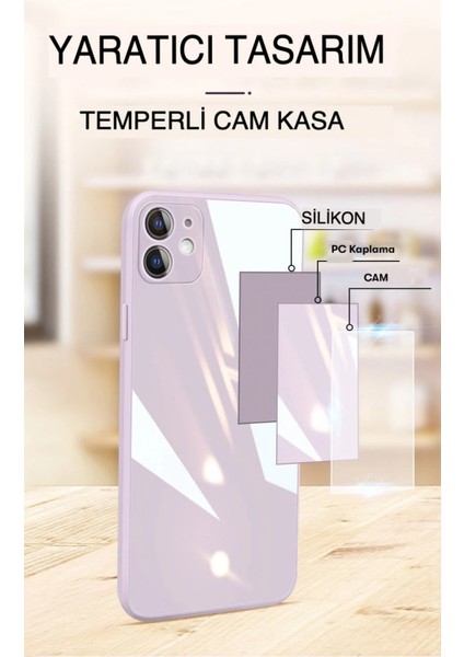 Iphone 12 Pro Kılıf Glass Kapak - Lacivert Bstmy