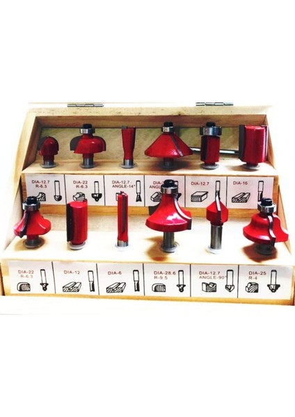 12 Parça Freze Uç Takımı Ahşap Oyma Ağaç Delme Çantalı Set 8mm fiyatları