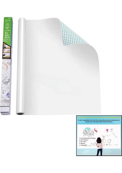 Yapışkanlı Beyaz Tahta Pvc Folyo Sticker - Kalem 60X200CM