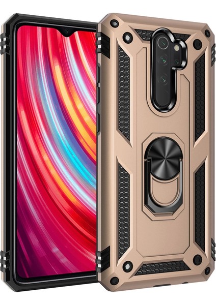 Xiaomi Redmi Note 8 Pro Kılıf Sofya Yüzüklü Silikon Kapak - Gold Bstmy