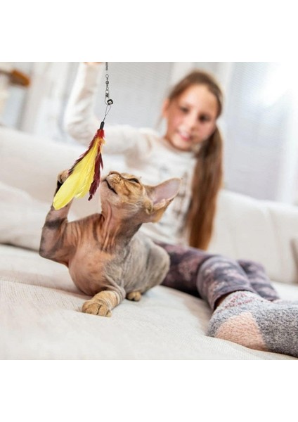 Teleskopik Zilli ve Tüylü Kedi Oyuncağı