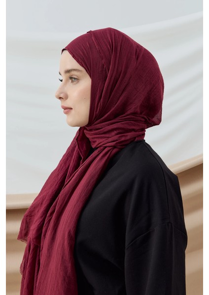 Aminenesil Modakaşmir Ince Pamuk Şal Vişne Renk