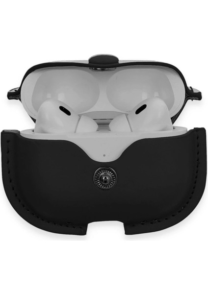 Airpods Pro 2 (2.nesil) Çanta Deri Kılıf - Siyah Bstmy