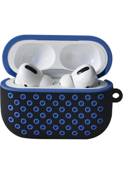 Airpods Pro 2 (2.nesil) Spor Delikli Kılıf - Siyah-Mavi Bstmy