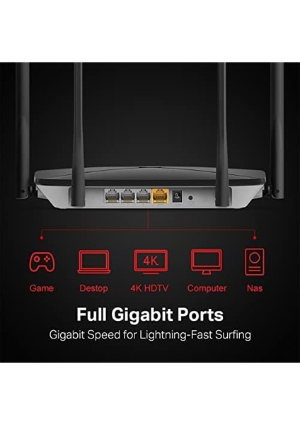 AC12G, AC1300 Mbps, Gigabit Portları, Fiber Destekli, Akıllı Bağlantı, Wpa3, Mobil Uygulama ile Kolay Kurulum, Mu-Mımo ve Beamforming Özellikli, Dual-Band Wi-Fi 5 Router