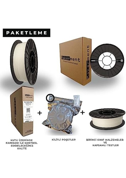 Pla Maker Pro, 1.75 mm 0.75 kg 3D Yazıcı Pla Filament (Trafik Beyaz)