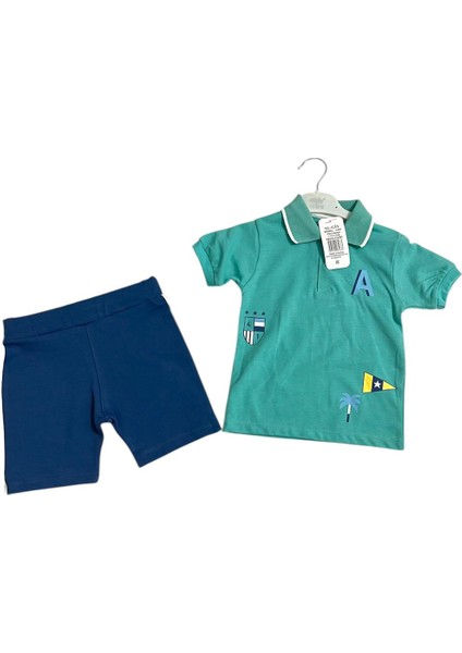 Mini Baby Erkek Bebek Polo Yaka Baskılı Tişört ve Pamuklu Şort 2li Takım fiyatları