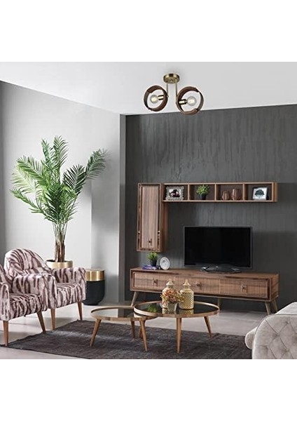 Manya 2'li Ahşapli Eskitme Plafonyer 2 x E27