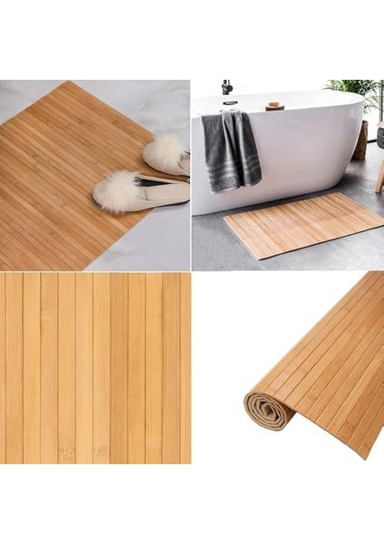 Doğal Bambu Banyo Paspası, Duş ve Küvet Için Kaymaz Mat, Çok Amaçlı Kullanım