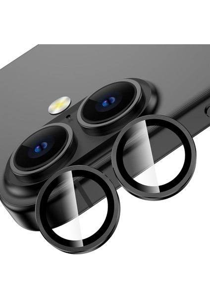Apple Kolay Kurulum Safir Parmak Izi Bırakmayan Anti-Reflective Kamera Lens Koruyucu (Siyah, iPhone 16 / iPhone 16 Plus)