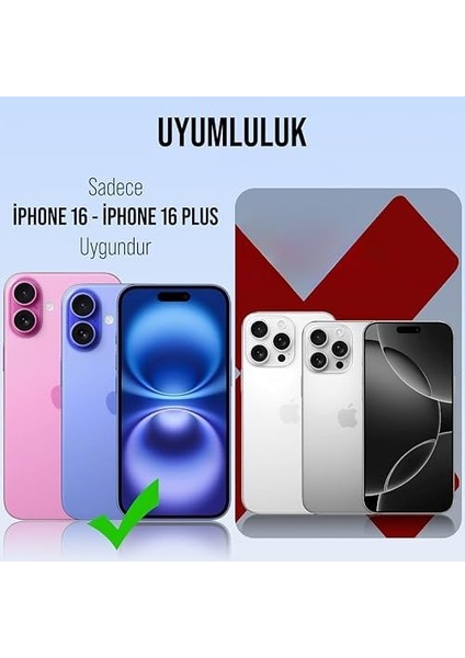 Apple Kolay Kurulum Safir Parmak Izi Bırakmayan Anti-Reflective Kamera Lens Koruyucu (Siyah, iPhone 16 / iPhone 16 Plus)