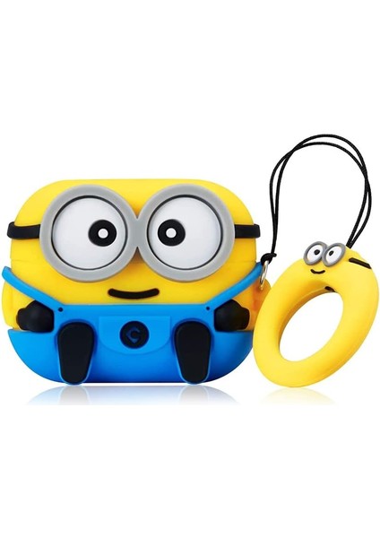 Airpods Pro 2.nesil Için Kılıf Cartoon Figürlü Silikon Crtn-Fgr-Mn-Bb [airpods Pro 2. Nesil ile Uyumlu Kılıf - Mavi - Sarı]