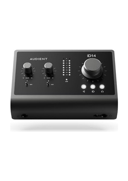 ID14 Mkıı Ses Kartı, A Sınıfı 2 Kanal Preamp (Yüksek Performanslı USB Ses Arayüzü, Usb-C Bağlantısı, Monitör Karışımı ve Monitör Panning Fonksiyonu, 2 Kulaklık Çıkışı), Siyah