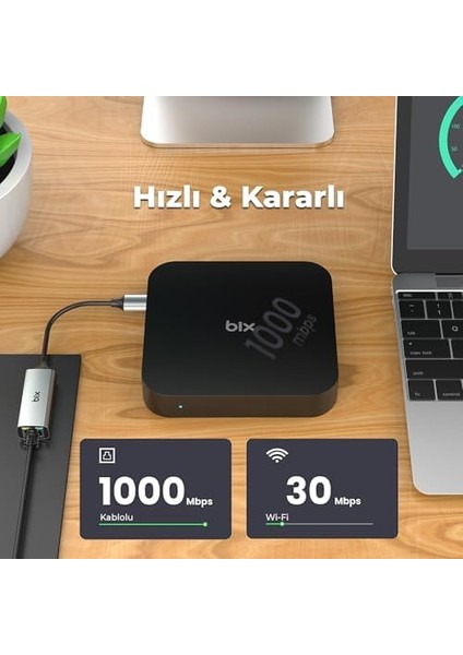 Adp-08 Premium USB 3.0 To 10/100/1000 Mbps RJ45 Ethernet Dönüştürücü Adaptör
