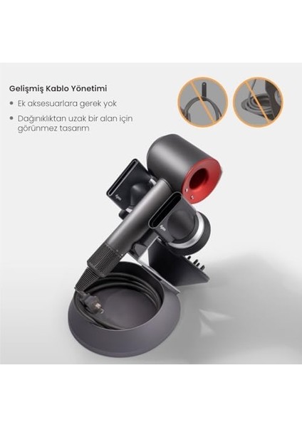 Supersonic Saç Kurutma Makinesi Için Manyetik Tutucu Stand, Difüzör ve Kablo Saklama Organizatörü (Supersonic Nural ile Uyumlu Değildir)