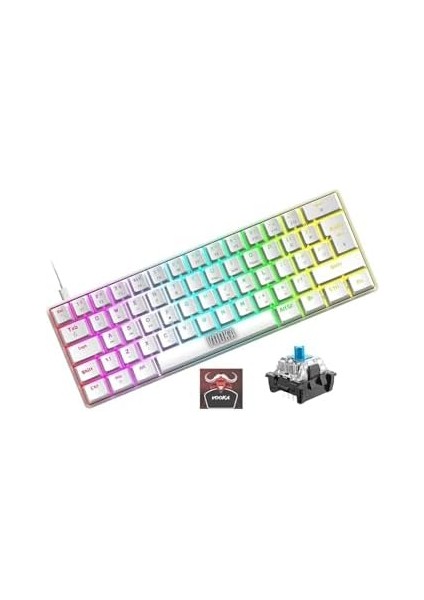 Trol Blue Switch Mini Rgb Oyun Klavyesi Gaming Mekanik 62 Tuşlu 18 Rgb LED USB Tip-C Kablosu Beyaz T60-WHITE 86831400882332