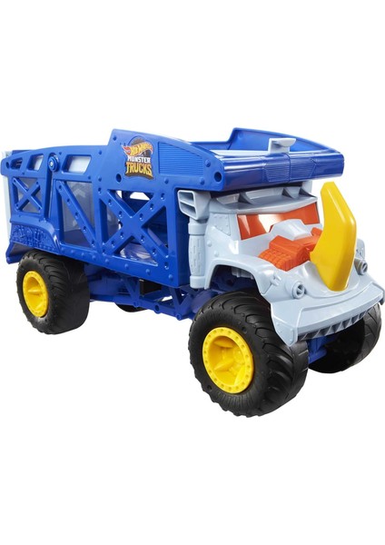 Wheels Monster Trucks Rhino Taşıyıcı Kamyon, 12 Adet 1:64 Ölçekli Monster Trucks Veya 32 Adet Araç Taşır, Fırlatma Için Rampası Bulunur, 3 Yaş ve Üzeri HFB13