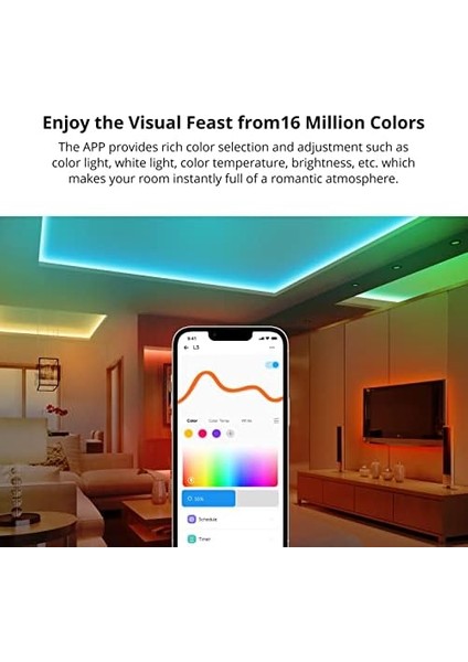 L3 Akıllı Wifi LED Şerit Işıklar, Yatak Odası, Oda Için Alexa LED Şerit Işıklar, 5 M Rgb 5050 Renk Değiştiren LED Işıklar, App/ses Kontrolü