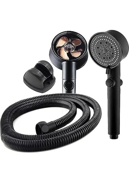 Turbo Pervaneli 5 Fonksiyonlu Duş Başlığı Duş Hortumu 150 cm ve Mafsal Set