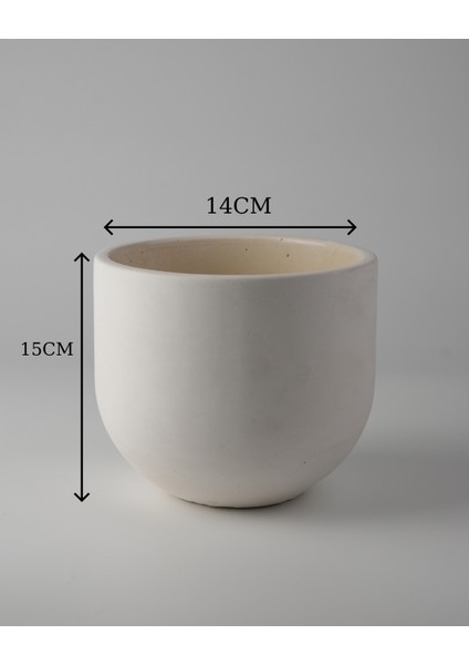 Dekoratif Beton Saksı - Orta Boy Yuvalak - 15X14CM 2l