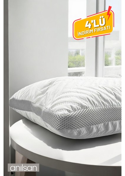 4'lü Klimalı Ortopedik Yastık - Yumuşak ve Hava Kanallı 50 x 70 cm , 700 gr Premium Silikon