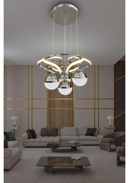 Dron 3 Renk Modern Sarkıt 4 Toplu LED Avize Powerled Ledli Avize