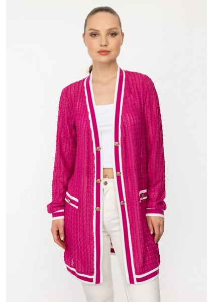 36930 Onteks Uzun Ribanalı Dantel Hırka