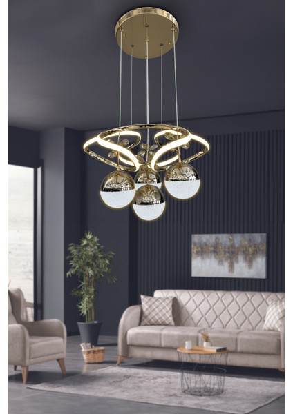 Dron 3 Renk Modern Sarkıt 4 Toplu LED Avize Powerled Ledli Avize