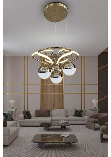 Dron 3 Renk Modern Sarkıt 4 Toplu LED Avize Powerled Ledli Avize