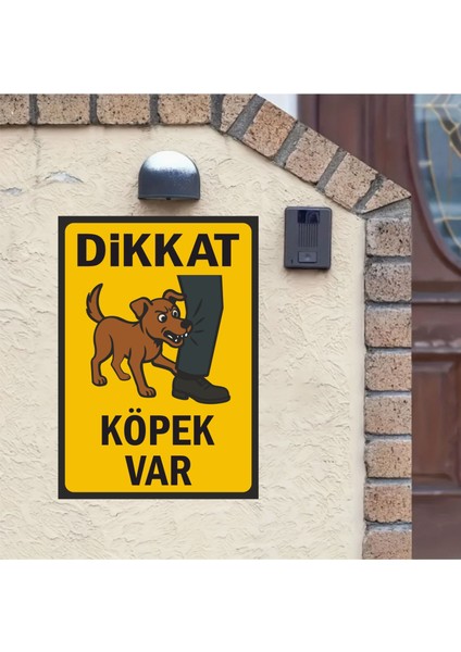 Dikkat Köpek Var - Uyarı Tabela Levhası 24 x 34 cm Polikarbon