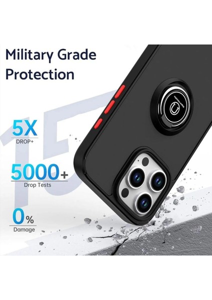 Apple iPhone 13 Pro Max Uyumlu Kılıf Yüzüklü Standlı Extra Darbe Koruma Sert Silikon Kapak - Yeşil fiyatları