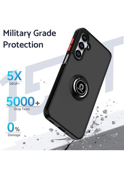 Samsung Galaxy S25 Plus Uyumlu Kılıf Yüzüklü Standlı Extra Darbe Koruma Sert Silikon Kapak - Kırmızı