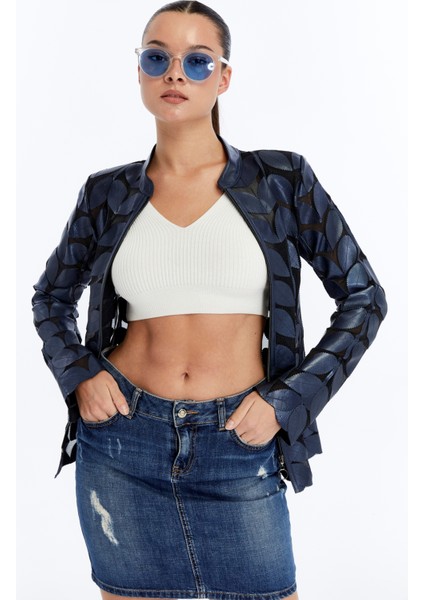 Kadın Yaprak Desen Hakiki Deri Ceket fiyatları