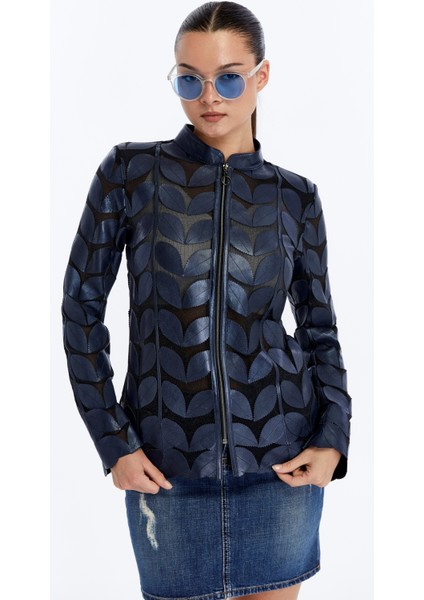 Kadın Yaprak Desen Hakiki Deri Ceket fırsatları