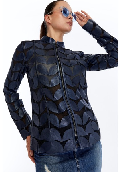 Kadın Yaprak Desen Hakiki Deri Ceket indirimleri