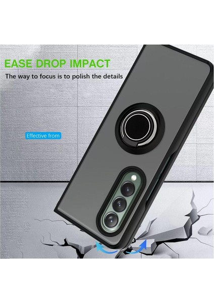 Samsung Galaxy Z Fold 5 Uyumlu Kılıf Yüzüklü Standlı Extra Darbe Koruma Sert Silikon Kapak - Kırmızı modelleri