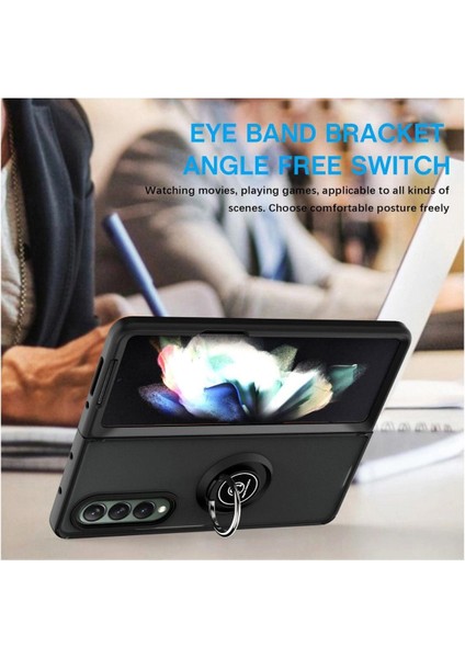 Samsung Galaxy Z Fold 5 Uyumlu Kılıf Yüzüklü Standlı Extra Darbe Koruma Sert Silikon Kapak - Kırmızı fırsatları